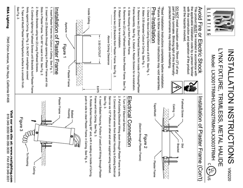 RSA Lighting LYNX LX3002TRMH installation instructions
