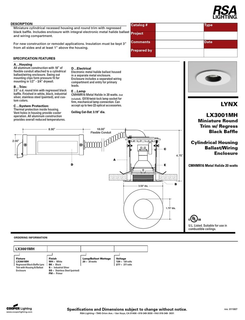 RSA Lighting LYNX LX3001MH User manual RSA Lighting LYNX LX3001MH User manual