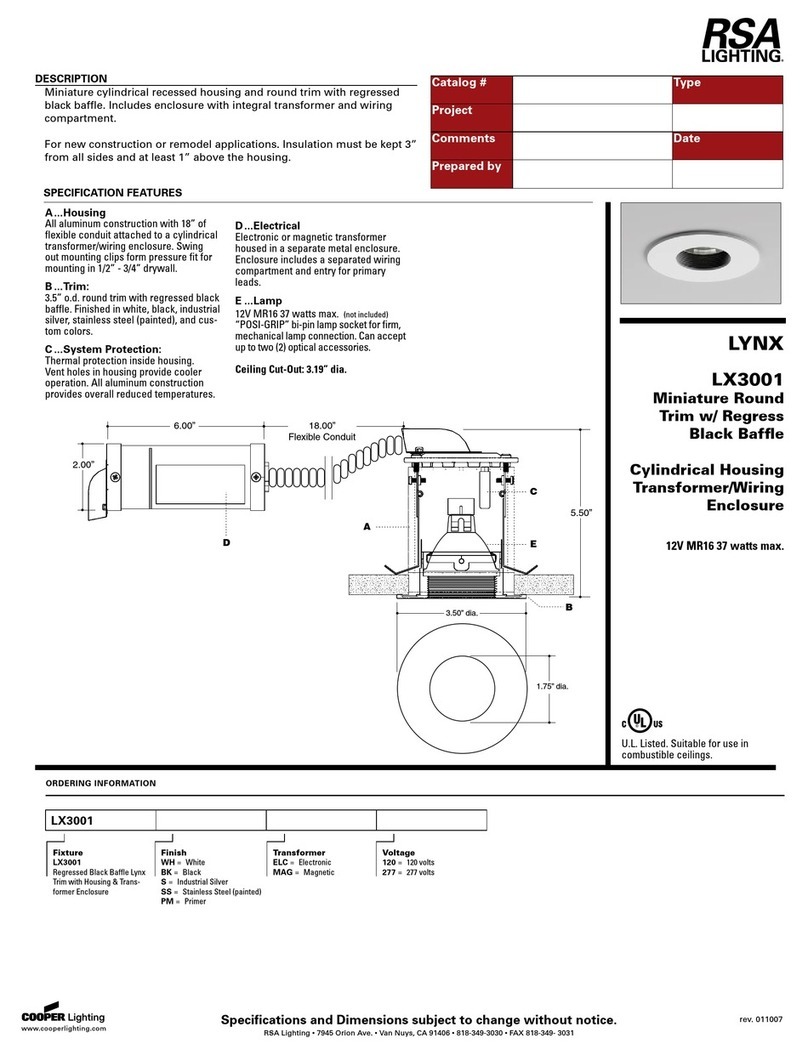 RSA Lighting LYNX LX3001 User manual RSA Lighting LYNX LX3001 User manual