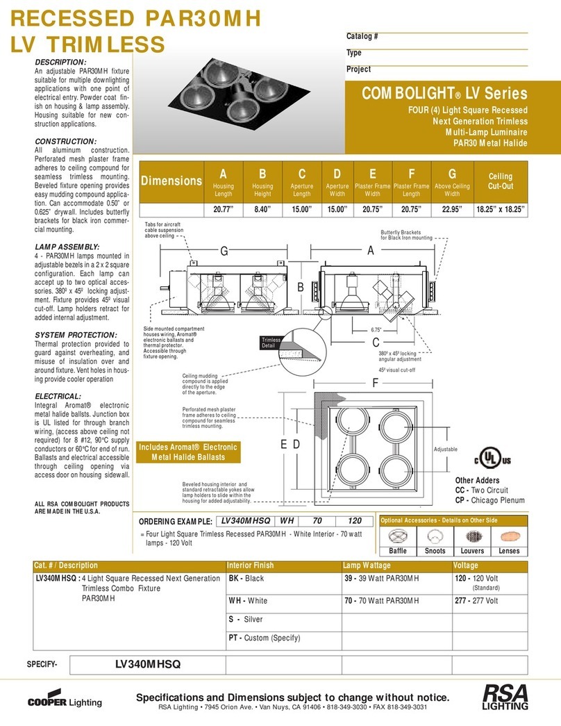 Cooper Lighting LV340M HSQ Specification sheet