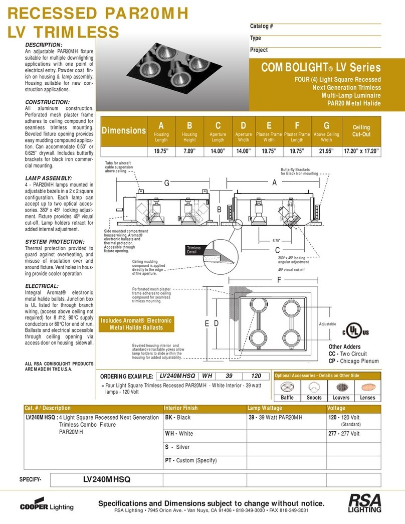 RSA Lighting COMBOLIGHT LV240MHSQ User manual RSA Lighting COMBOLIGHT LV240MHSQ User manual