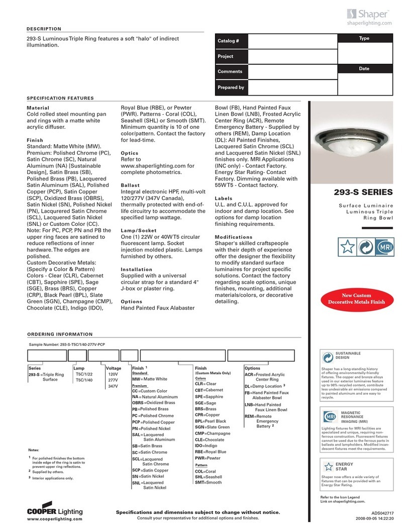 Cooper Lighting Luminous Triple Ring 293-S User manual