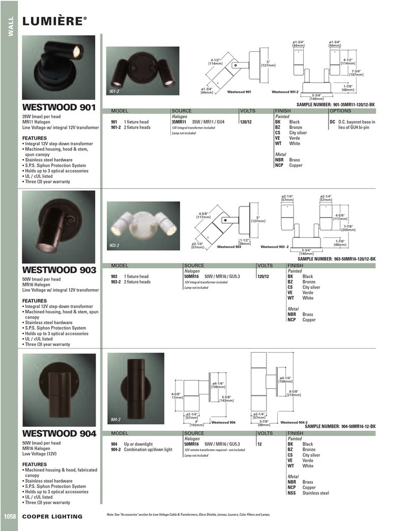 Cooper Lighting Lumiere Westwood 901 User manual Cooper Lighting Lumiere Westwood 901 User manual