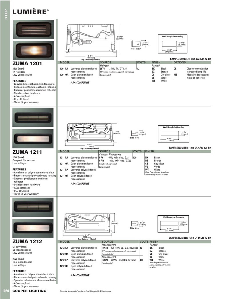 Cooper Lighting Lumiere Zuma 1201 User manual Cooper Lighting Lumiere Zuma 1201 User manual