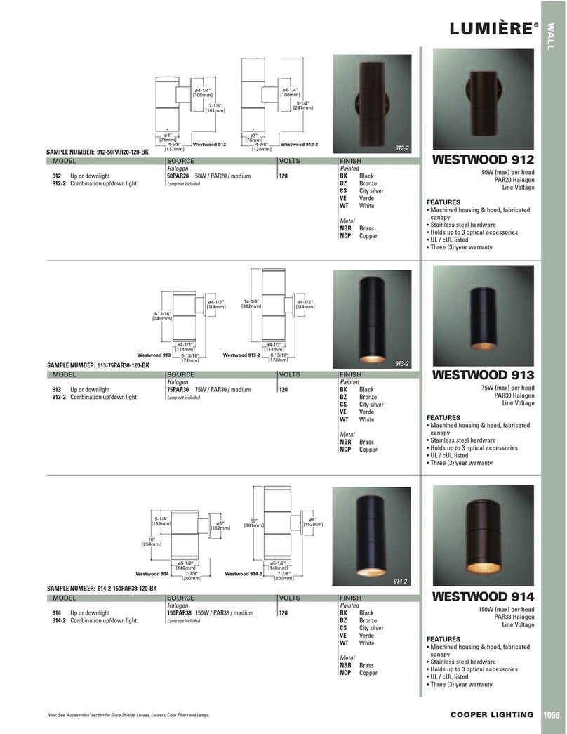 Cooper Lighting Lumiere Westwood 913 User manual