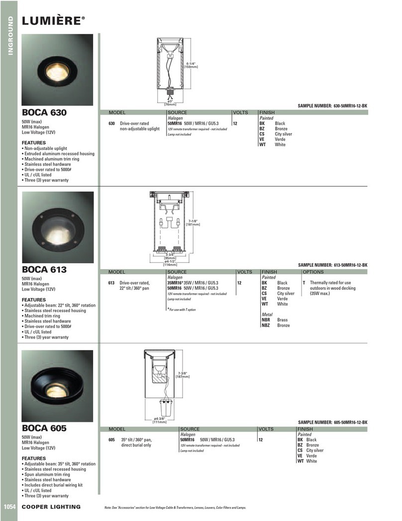 Cooper Lighting Lumiere Boca 605 User manual Cooper Lighting Lumiere Boca 605 User manual