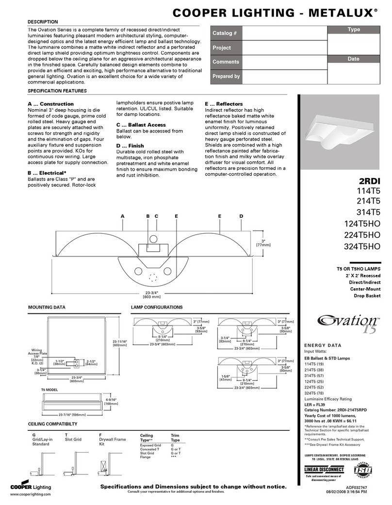Cooper Lighting Metalux 124T5HO User manual