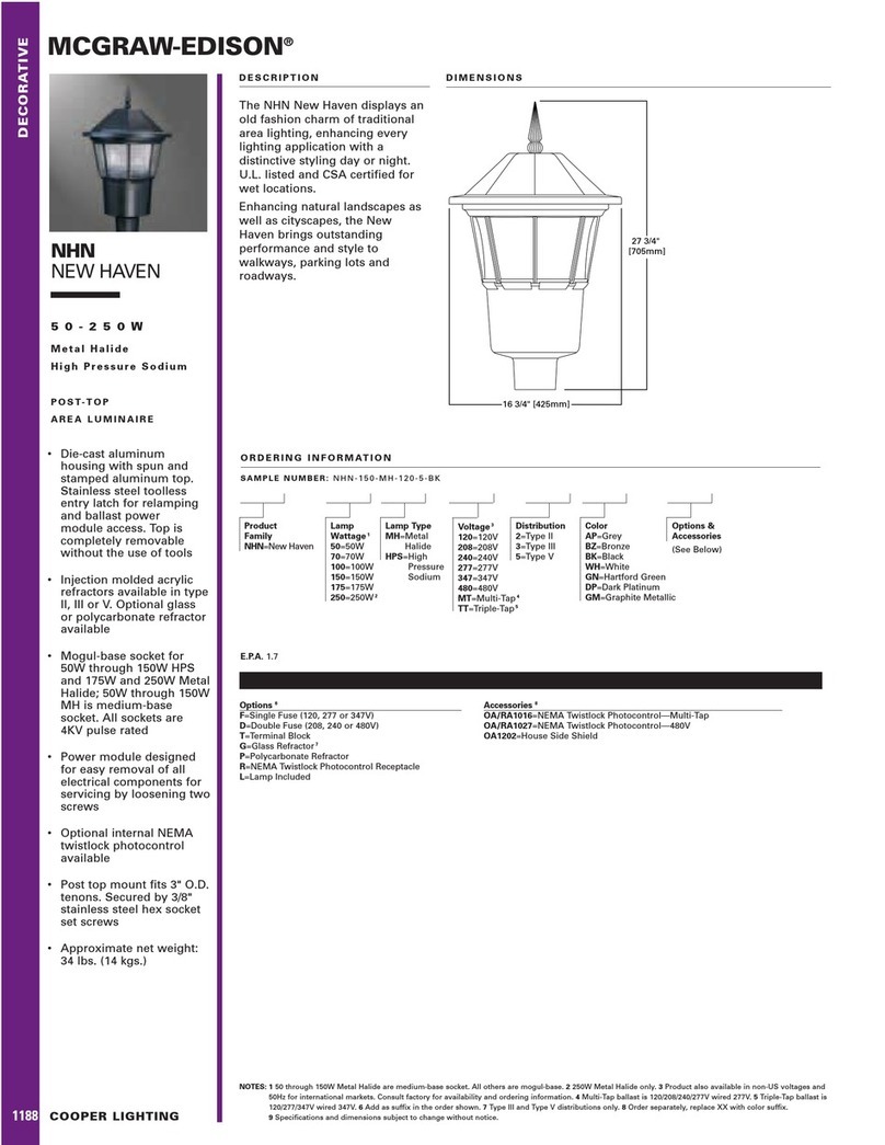 McGraw-Edison MCGRAW-EDISON NHN New Haven Specifications