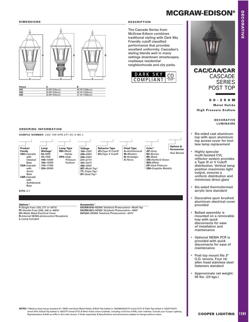 Cooper Lighting MCGRAW-EDISON CAA User manual