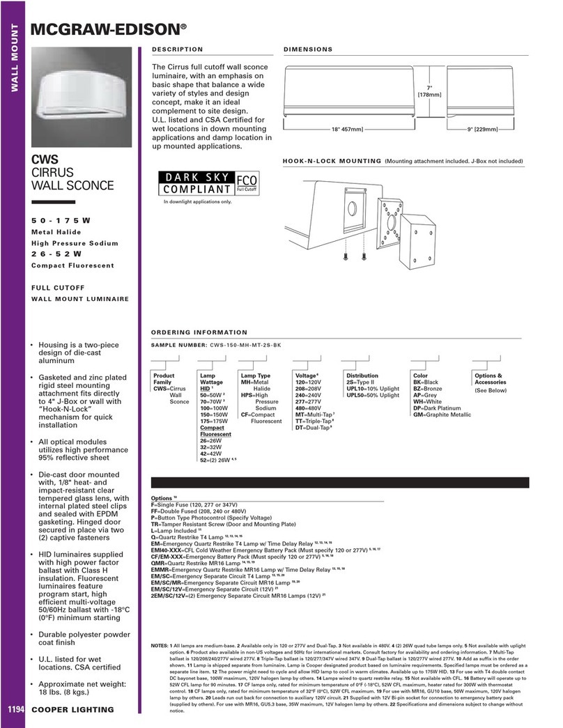 Cooper Lighting MCGRAW-EDISON CWS User manual Cooper Lighting MCGRAW-EDISON CWS User manual