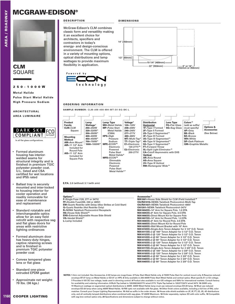 Cooper Lighting MCGRAW-EDISON CLM Square User manual