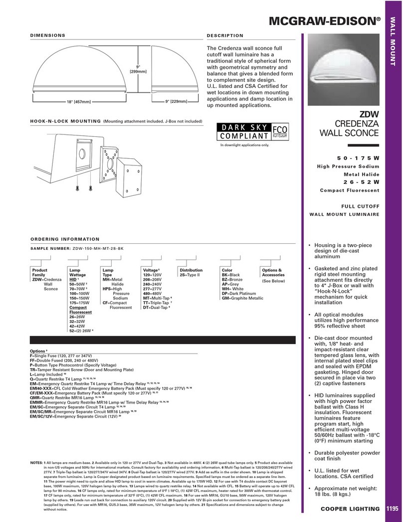 Cooper Lighting MCGRAW-EDISON 1195 User manual