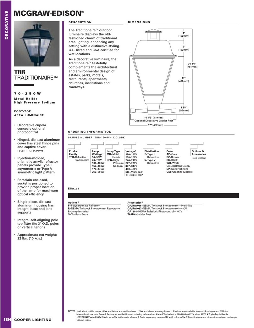 Cooper Lighting MCGRAW-EDISON 1184 User manual Cooper Lighting MCGRAW-EDISON 1184 User manual