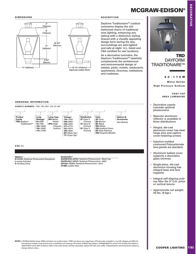 Cooper Lighting MCGRAW-EDISON 1183 User manual