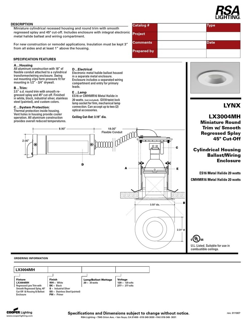 RSA Lighting LYNX LX3004MH User manual