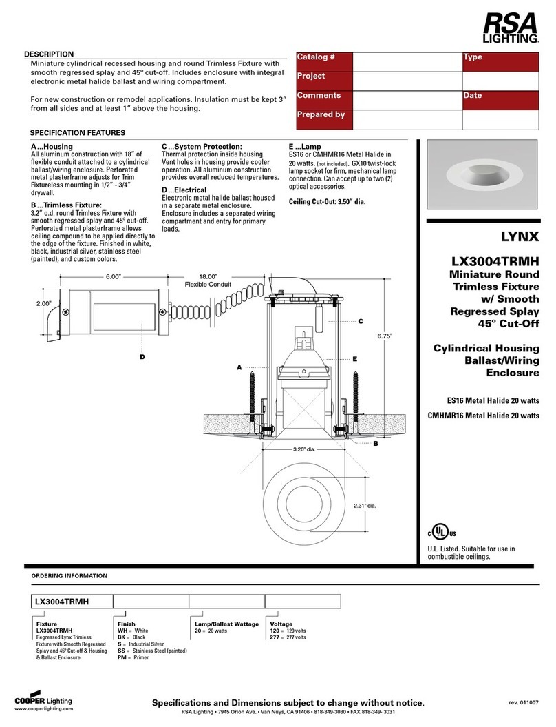 RSA Lighting LYNX LX3004TRMH Specifications