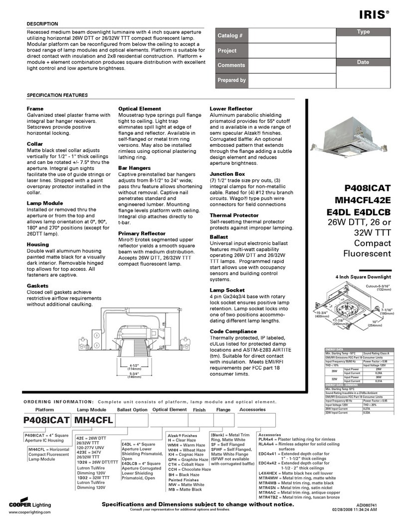 Cooper Lighting IRIS E4DL User manual Cooper Lighting IRIS E4DL User manual