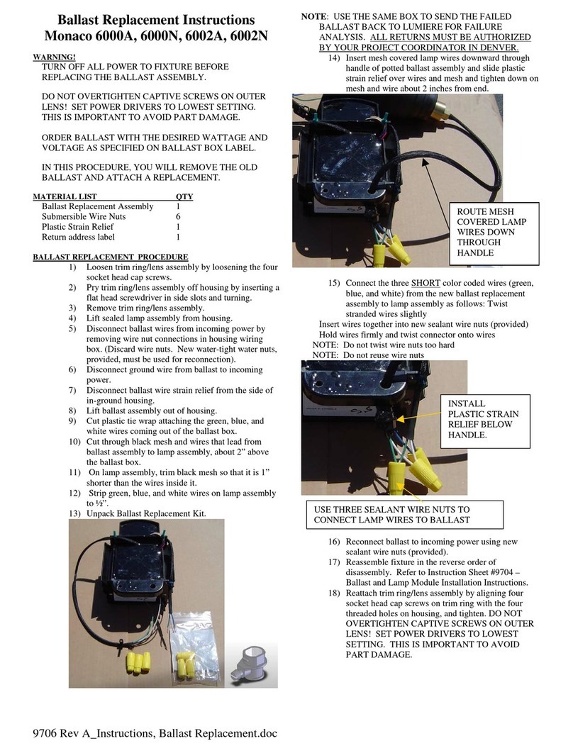Cooper Lighting Lumiere 6000N Replacement instructions Cooper Lighting Lumiere 6000N Replacement instructions