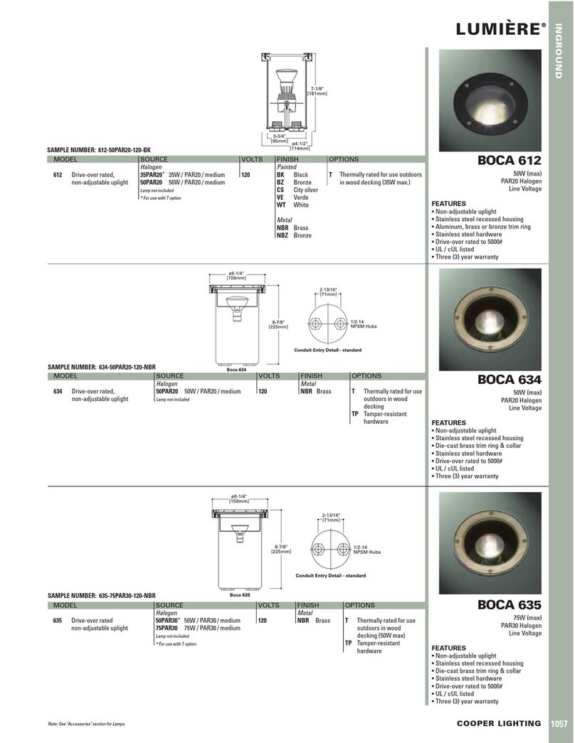 Cooper Lighting Lumiere Boca 612 User manual Cooper Lighting Lumiere Boca 612 User manual