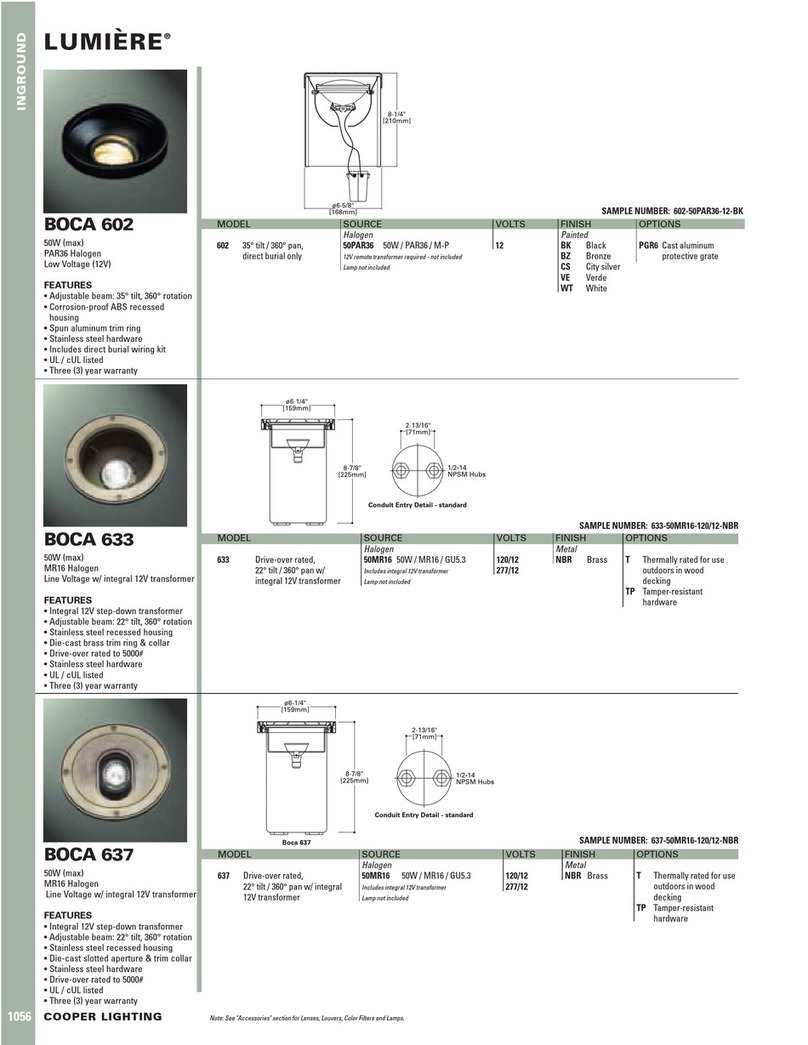 Cooper Lighting LUMIERE BOCA 602 User manual