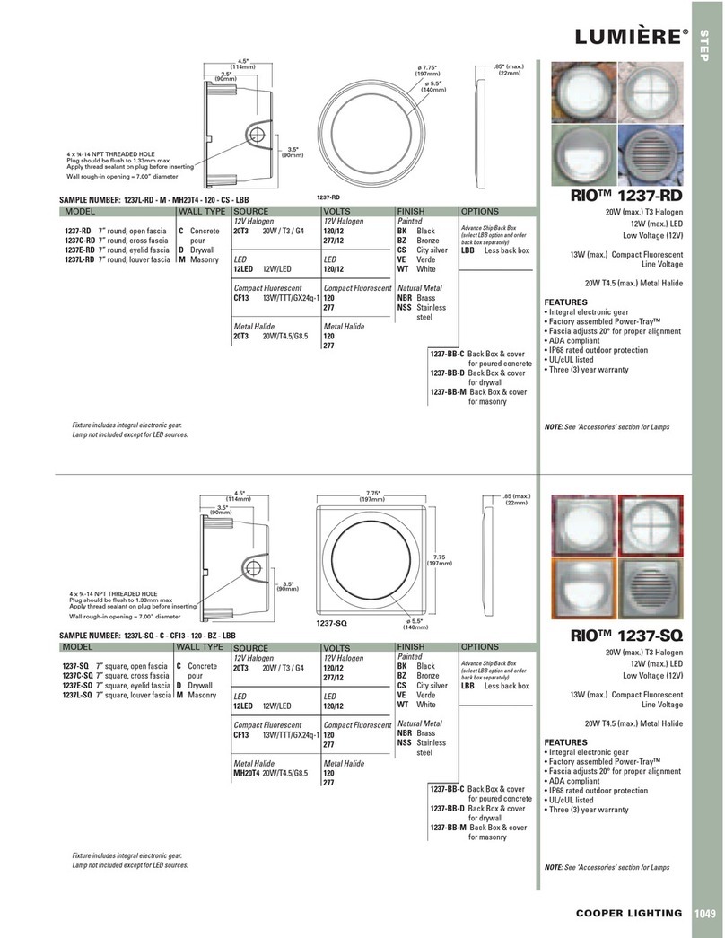Cooper Lighting Lumiere 1049 User manual Cooper Lighting Lumiere 1049 User manual