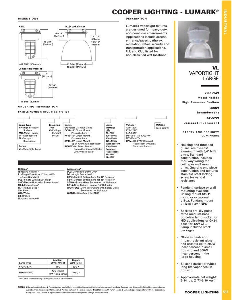 Cooper Lighting Lumark VL User manual