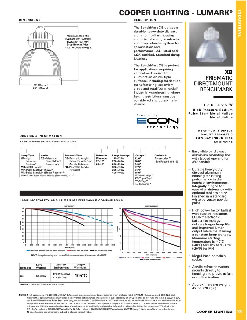 Cooper Lighting Lumark XB Specification sheet