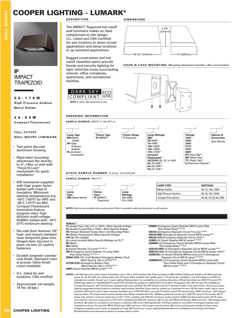 Cooper Lighting Lumark 566 User manual