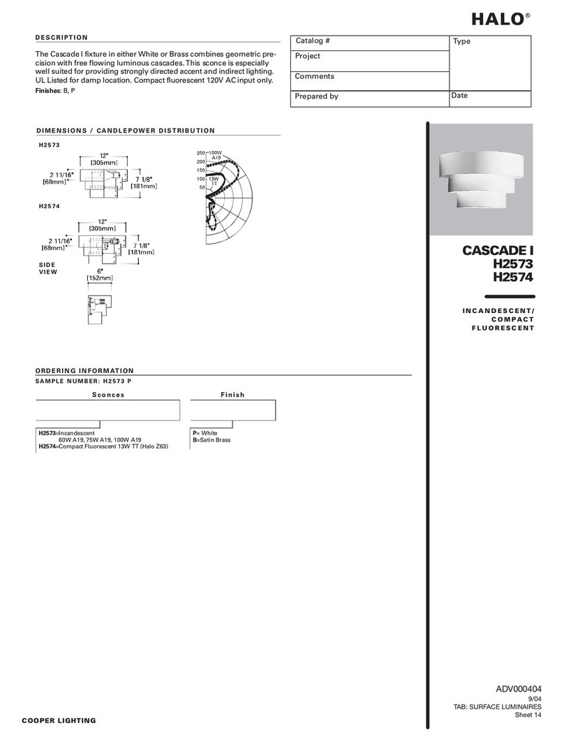 Cooper Lighting Halo Cascade I H2574 User manual