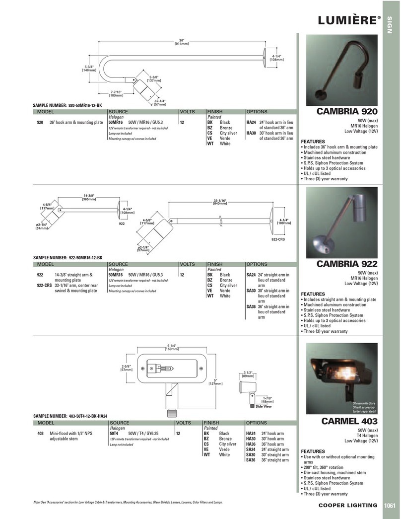 Cooper Lighting Cambria 920 Specification sheet