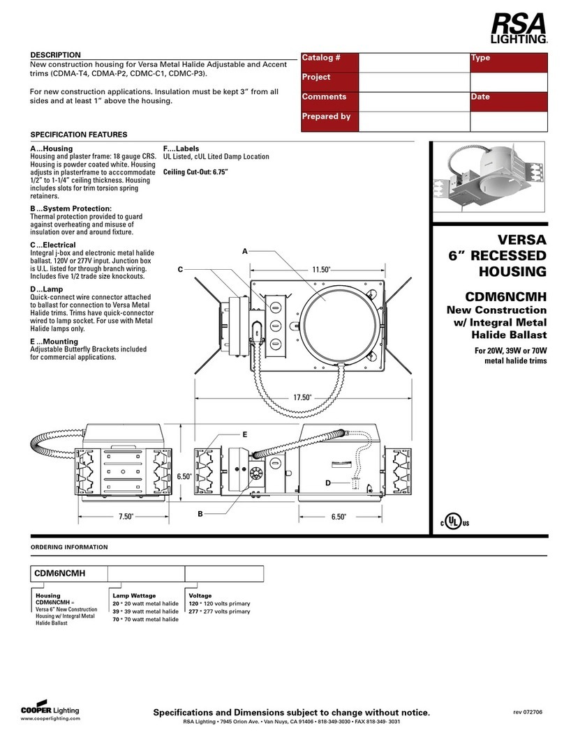 RSA Lighting CDM6NCMH User manual RSA Lighting CDM6NCMH User manual