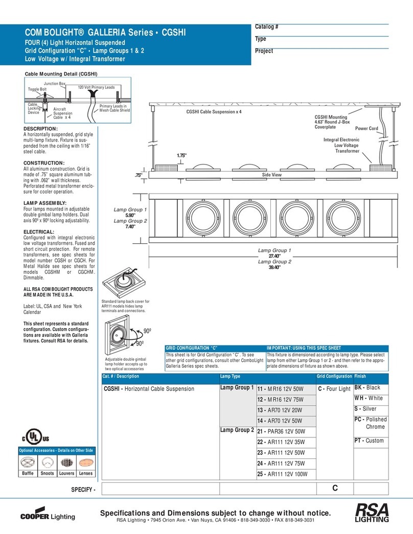RSA Lighting Combolight Galleria Series CGCHM User manual