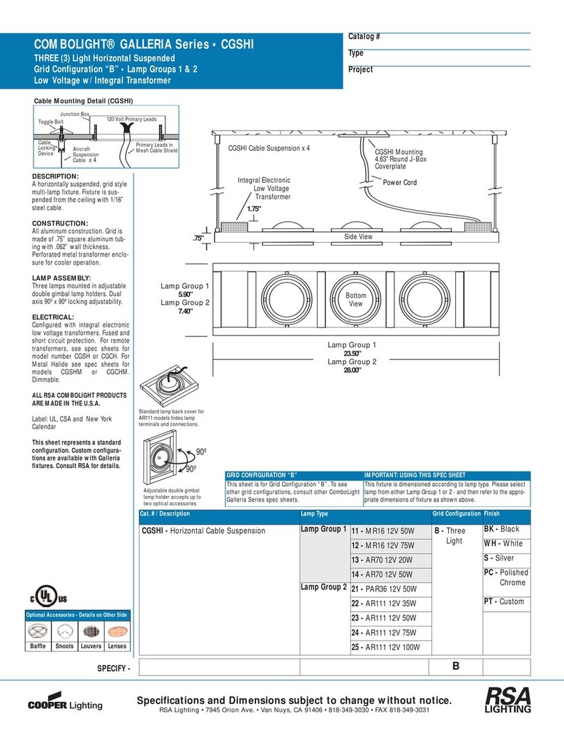 RSA Lighting Combolight Galleria CGSHI User manual RSA Lighting Combolight Galleria CGSHI User manual