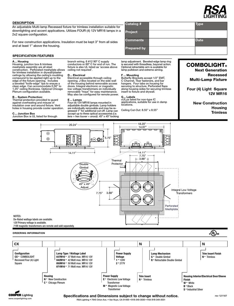 RSA Lighting Combolight 12V MR16 User manual