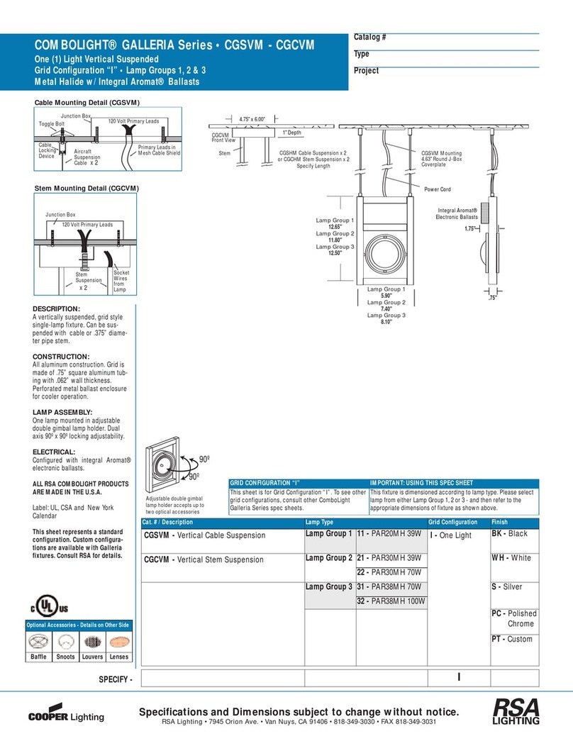 Cooper Lighting Com Bolight Galleria Series PAR20MH 39W I User manual