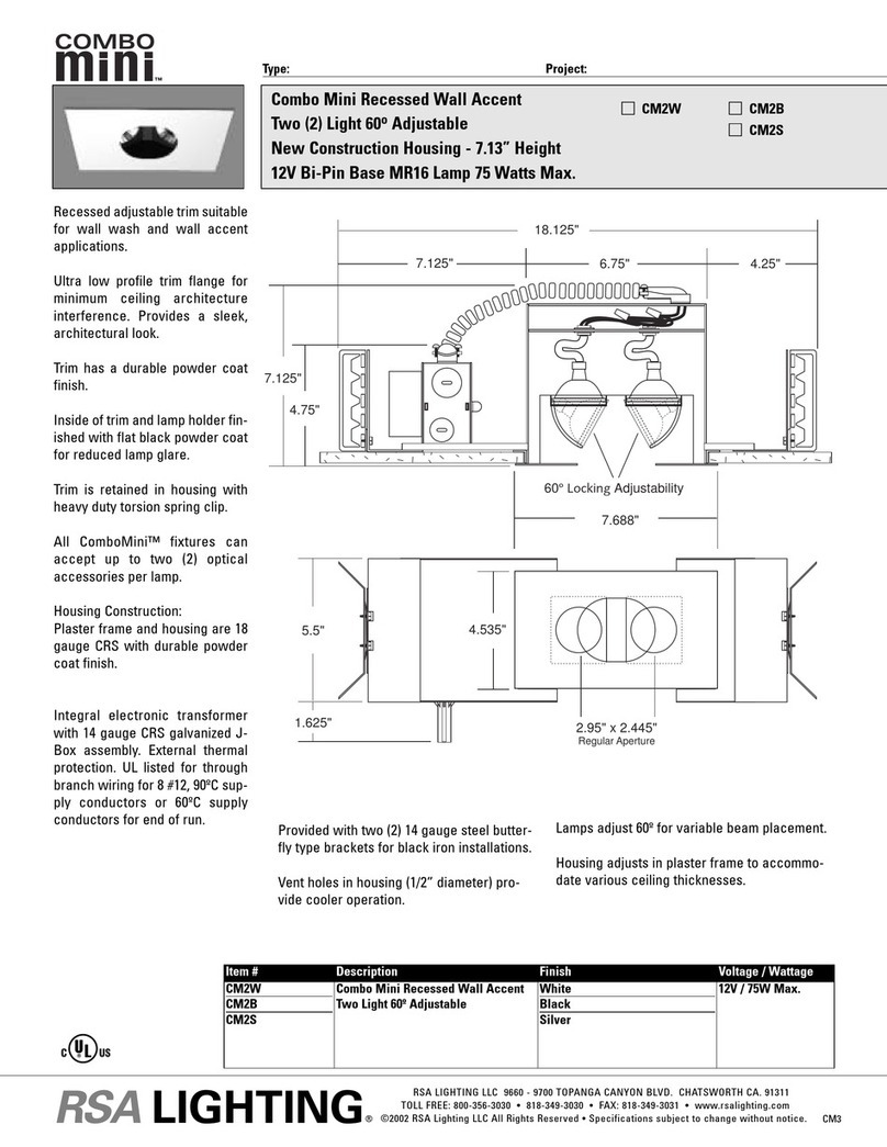 Cooper Lighting Combo Mini Recessed Wall Accent CM2B Specification sheet