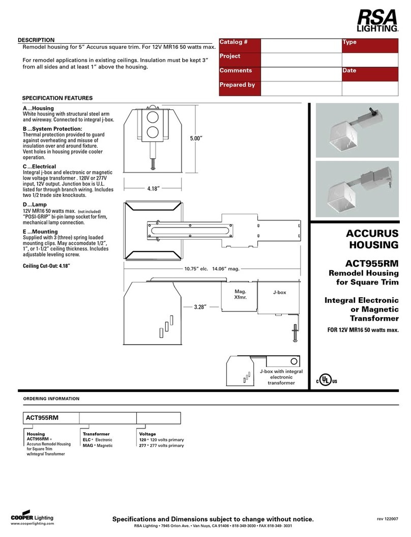 RSA Lighting ACT955RM User manual RSA Lighting ACT955RM User manual