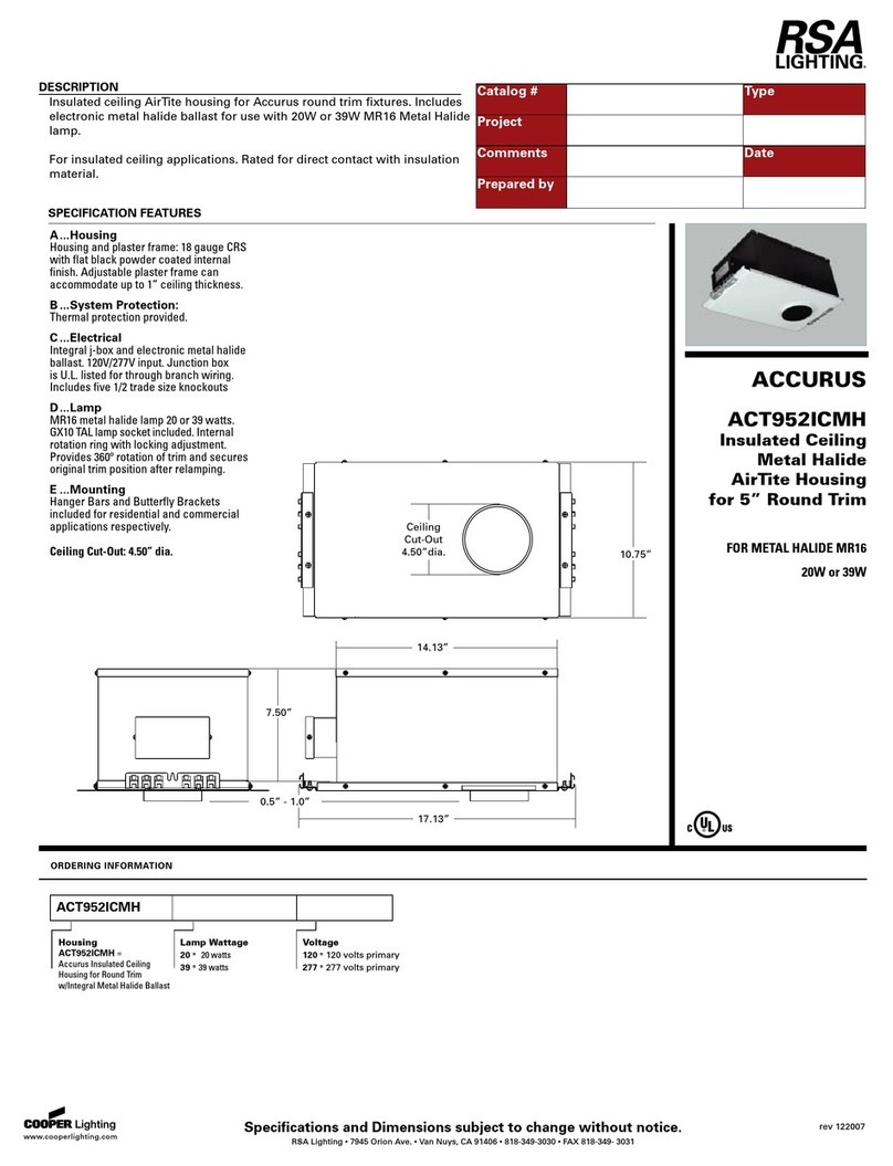 RSA Lighting ACCURUS ACT952ICMH User manual