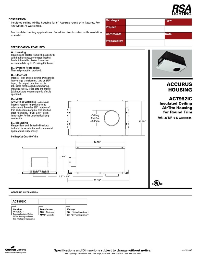 RSA Lighting ACT952IC User manual