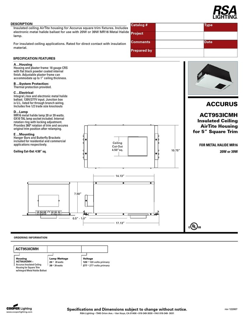 RSA Lighting ACCURUS ACT953ICMH User manual