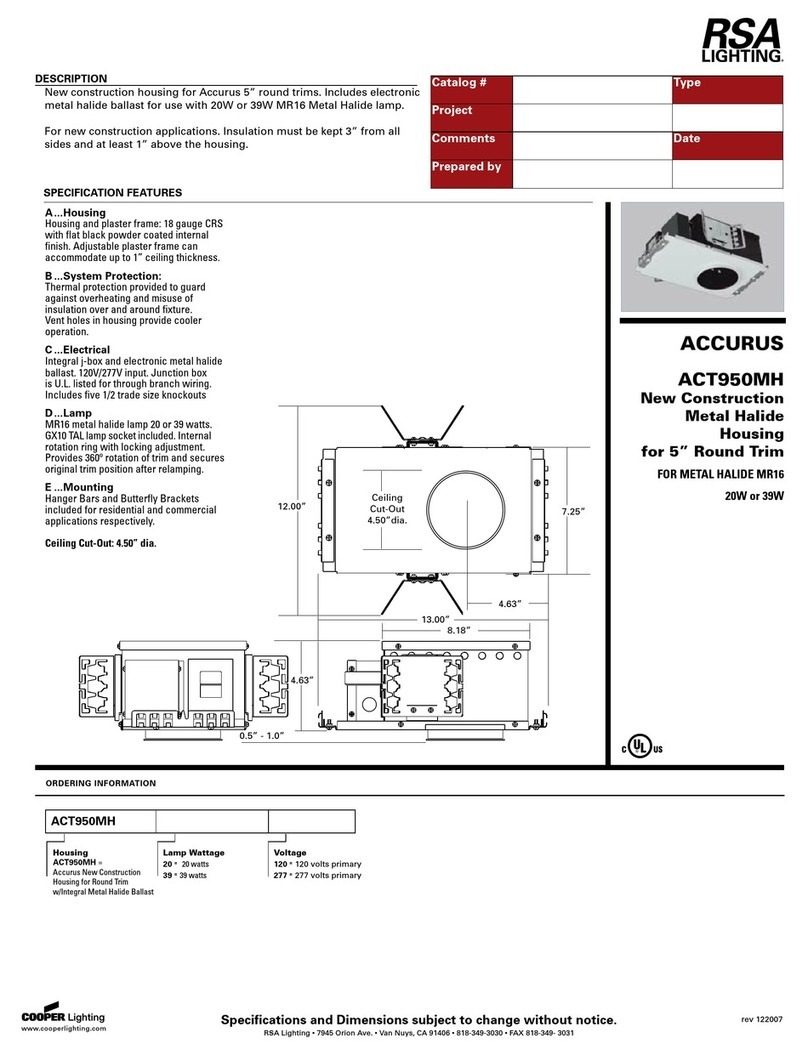 RSA Lighting ACCURUS ACT950MH User manual