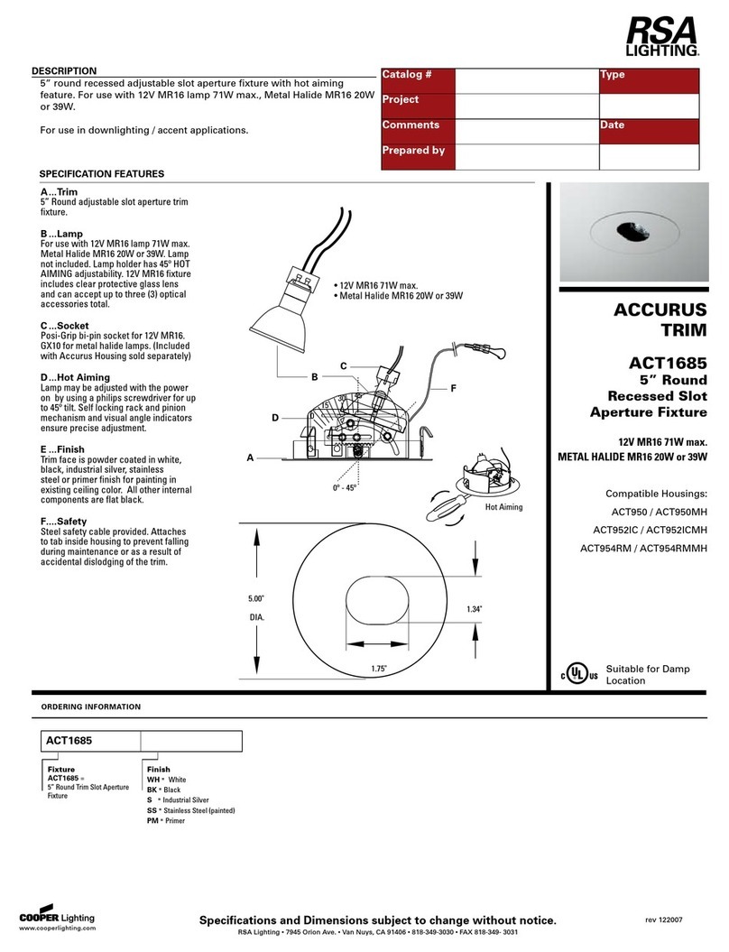 RSA Lighting ACCURUS TRIM ACT1685 User manual