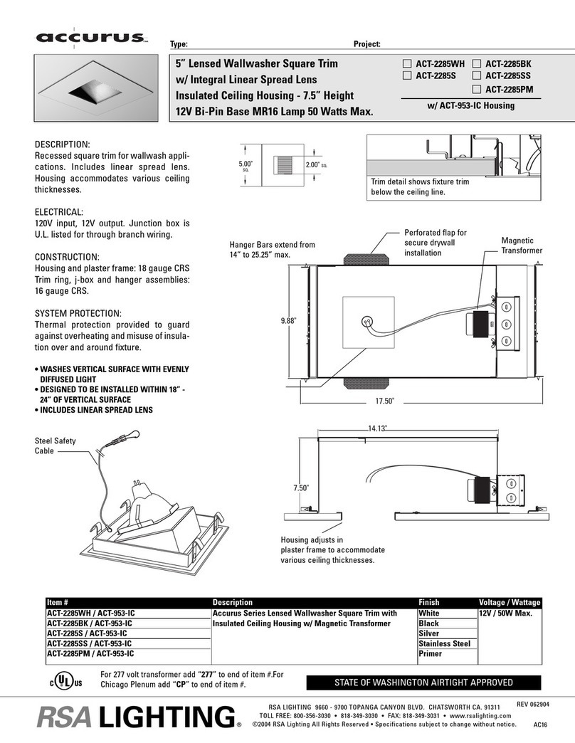 RSA Lighting ACCURUS ACT-2285BK User manual RSA Lighting ACCURUS ACT-2285BK User manual
