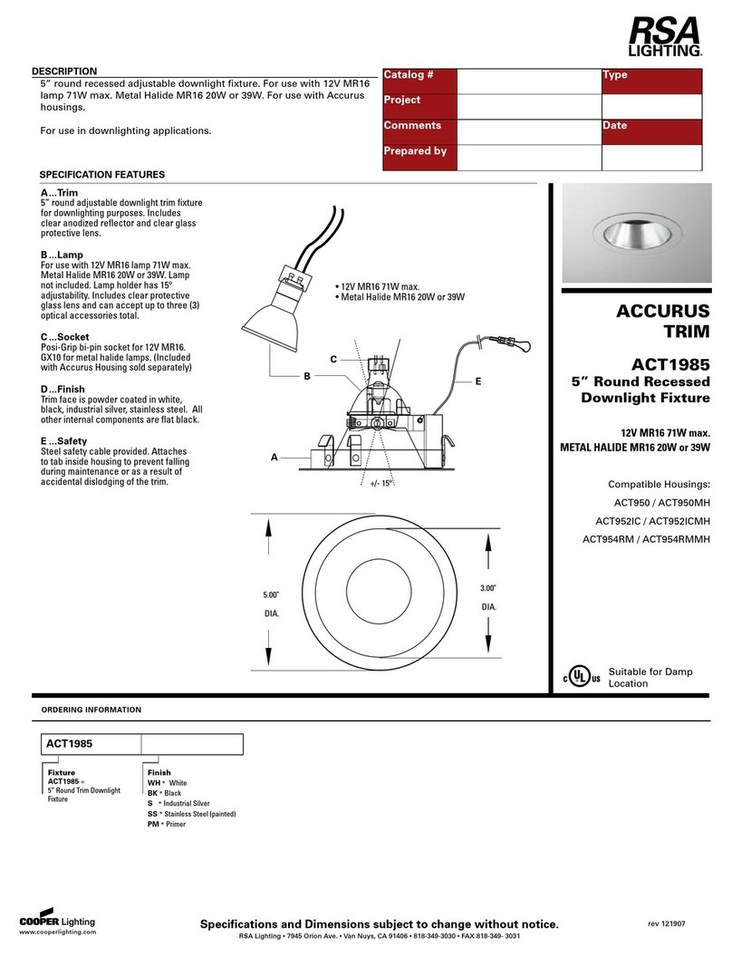 RSA Lighting ACCURUS TRIM ACT1985 Specification sheet