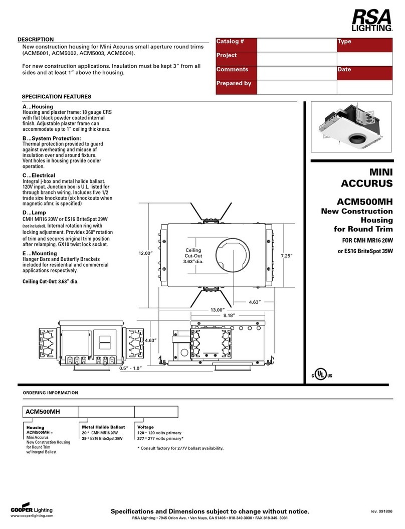 RSA Lighting MINI ACCURUS ACM500MH User manual RSA Lighting MINI ACCURUS ACM500MH User manual