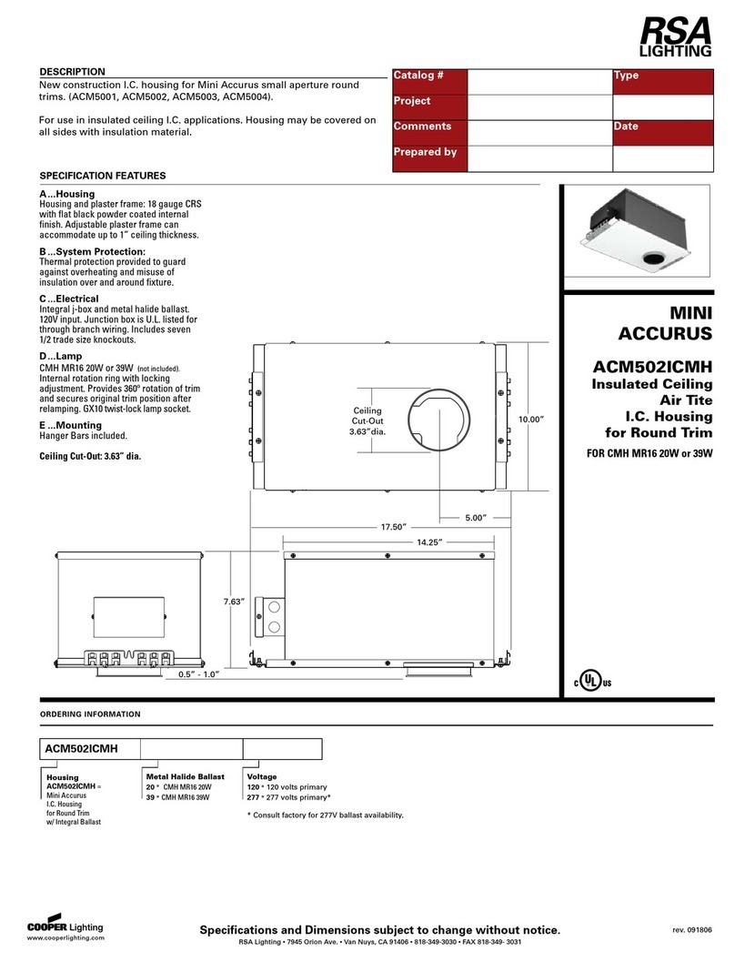 RSA Lighting ACM502ICMH User manual RSA Lighting ACM502ICMH User manual
