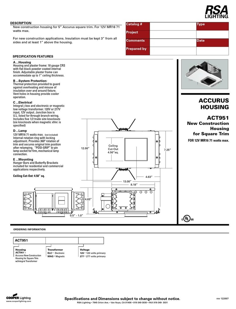 RSA Lighting Accurus ACT951 User manual RSA Lighting Accurus ACT951 User manual