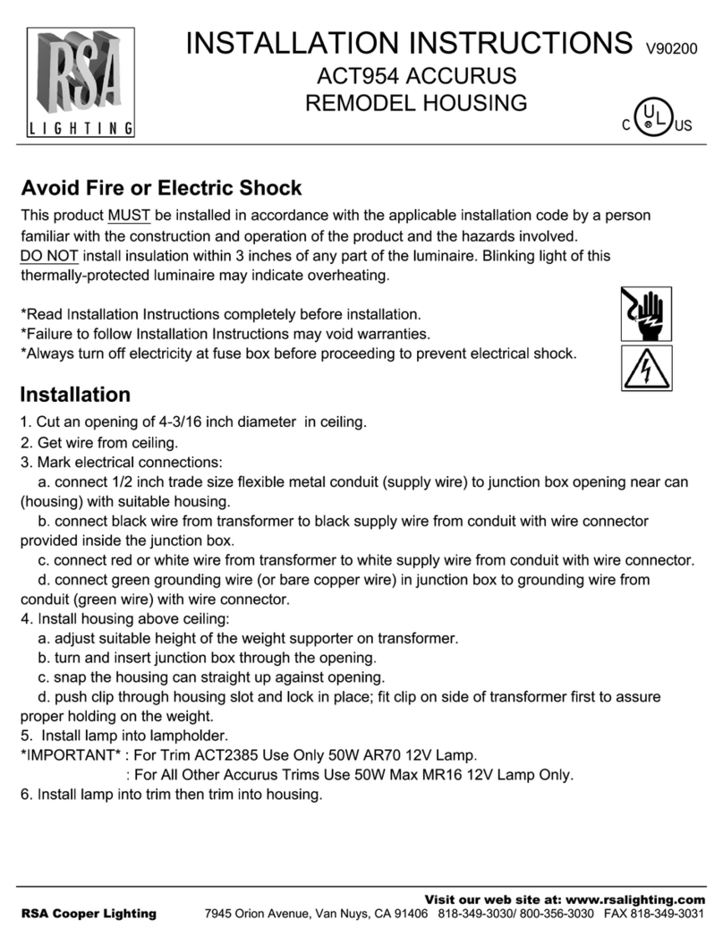 RSA Lighting Accurus ACT954 User manual RSA Lighting Accurus ACT954 User manual