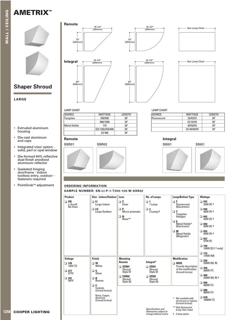 Cooper Lighting AMETRIX SSI01 User manual Cooper Lighting AMETRIX SSI01 User manual