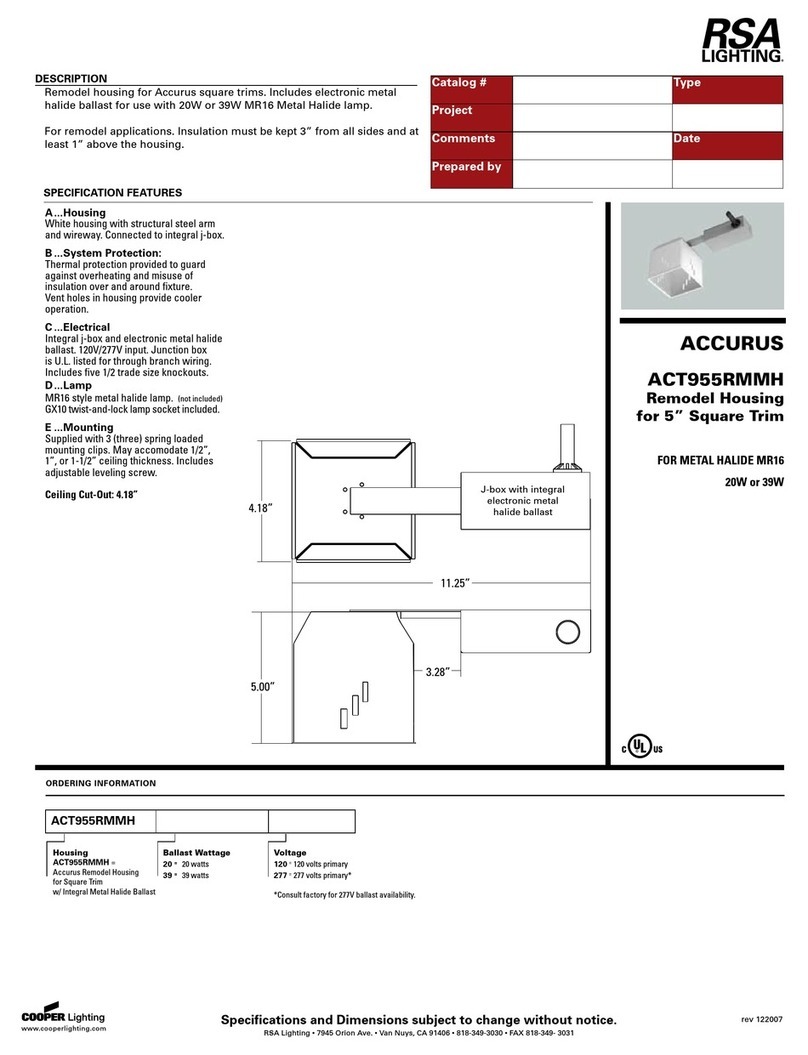 RSA Lighting ACT955RMMH User manual